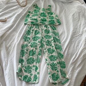 Zara Kids Green Leaf Print Tank Top  + Matching Pants Set